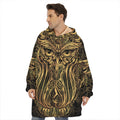 Gold Owl Spirit Print Hoodie Blanket