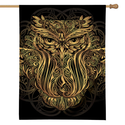 Gold Owl Spirit Print House Flag