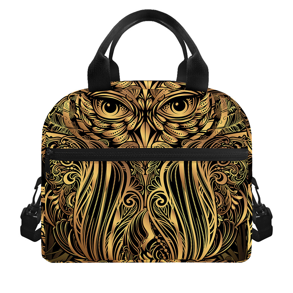 Gold Owl Spirit Print Insulated Lunch Bag