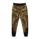 Gold Owl Spirit Print Jogger Pants