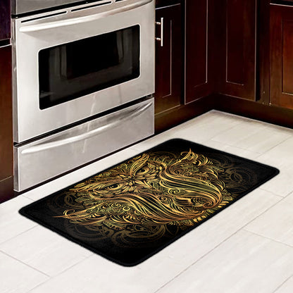 Gold Owl Spirit Print Kitchen Mat
