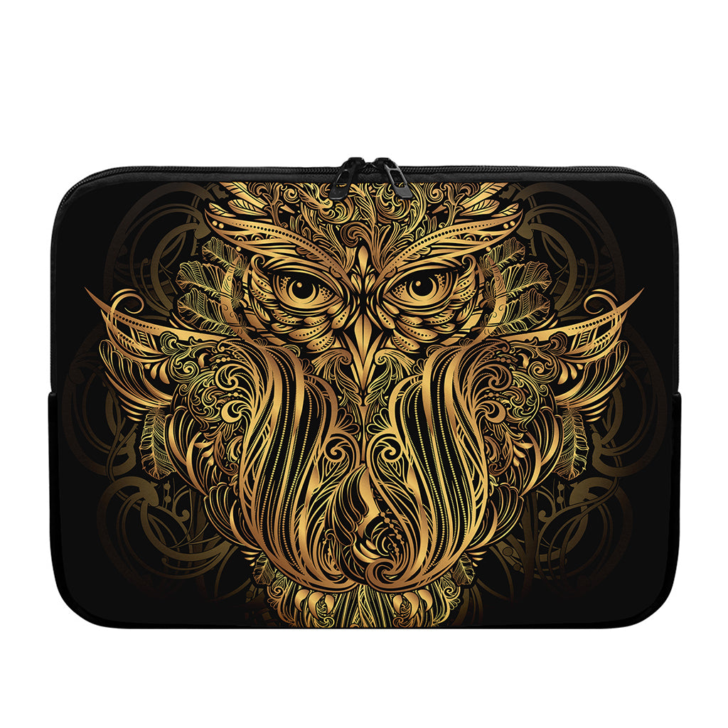 Gold Owl Spirit Print Laptop Sleeve