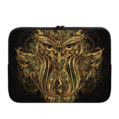 Gold Owl Spirit Print Laptop Sleeve