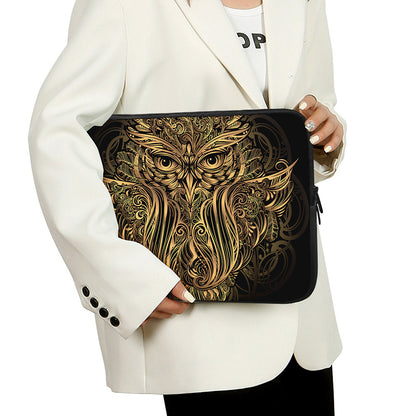 Gold Owl Spirit Print Laptop Sleeve