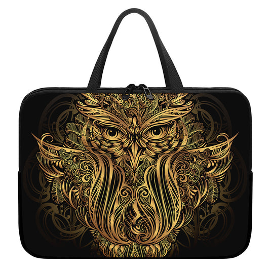 Gold Owl Spirit Print Laptop Sleeve With Handle