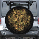 Gold Owl Spirit Print Leather Spare Tire Cover
