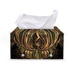 Gold Owl Spirit Print Leather Tissue Box Cover