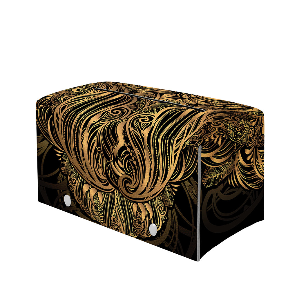 Gold Owl Spirit Print Leather Tissue Box Cover