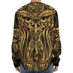 Gold Owl Spirit Print Long Sleeve Baseball Jersey