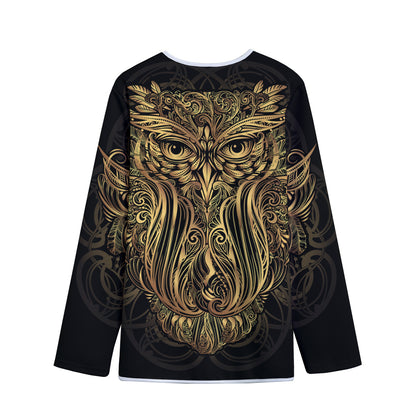 Gold Owl Spirit Print Long Sleeve Short Coat