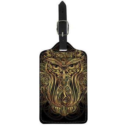 Gold Owl Spirit Print Luggage Tag