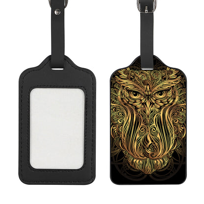 Gold Owl Spirit Print Luggage Tag