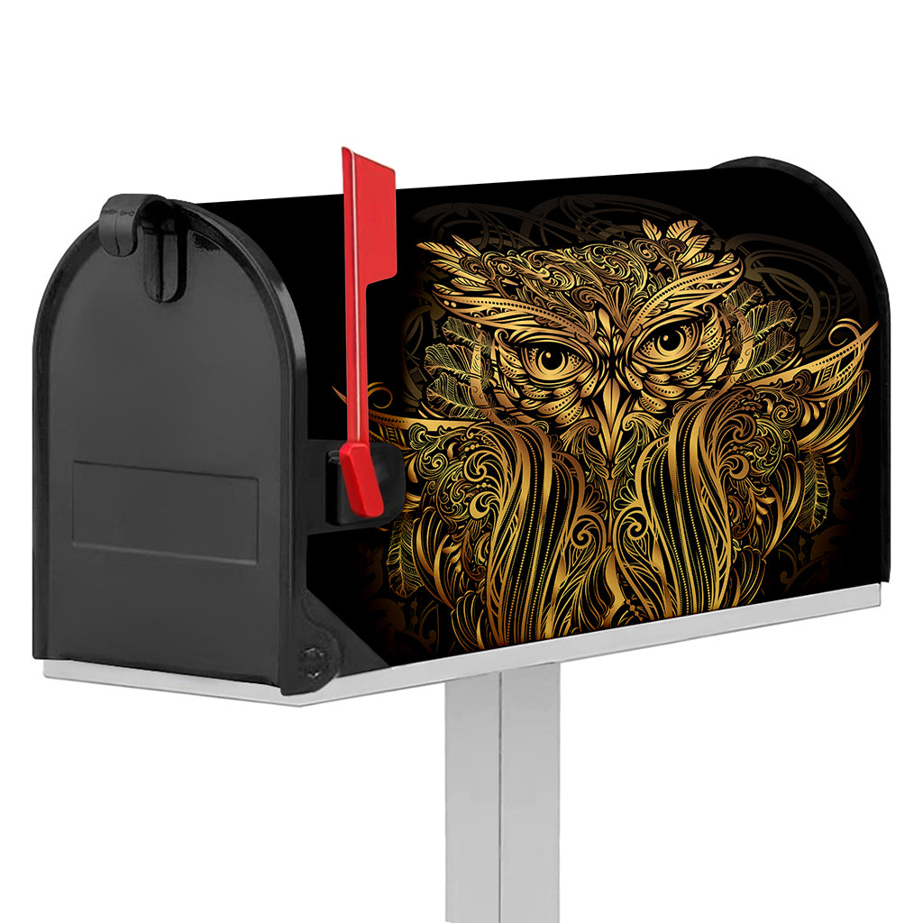 Gold Owl Spirit Print Mailbox Cover