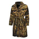 Gold Owl Spirit Print Men's Bathrobe
