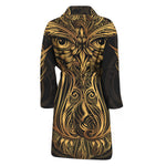 Gold Owl Spirit Print Men's Bathrobe
