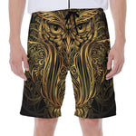 Gold Owl Spirit Print Men's Beach Shorts