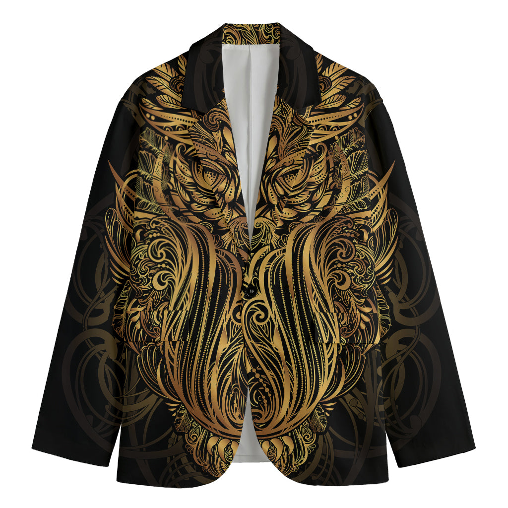 Gold Owl Spirit Print Men's Blazer