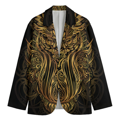 Gold Owl Spirit Print Men's Blazer
