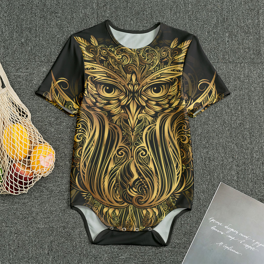 Gold Owl Spirit Print Men's Bodysuit