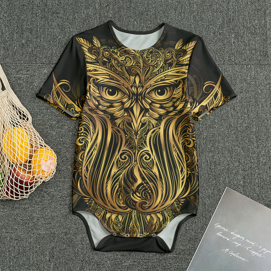Gold Owl Spirit Print Men's Bodysuit
