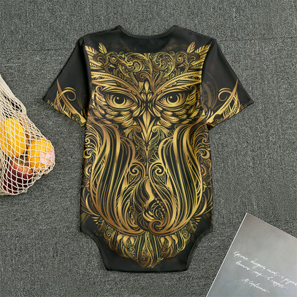 Gold Owl Spirit Print Men's Bodysuit