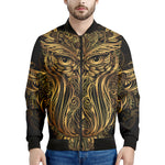 Gold Owl Spirit Print Men's Bomber Jacket