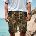 Gold Owl Spirit Print Men's Cargo Shorts