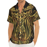 Gold Owl Spirit Print Men's Deep V-Neck Shirt
