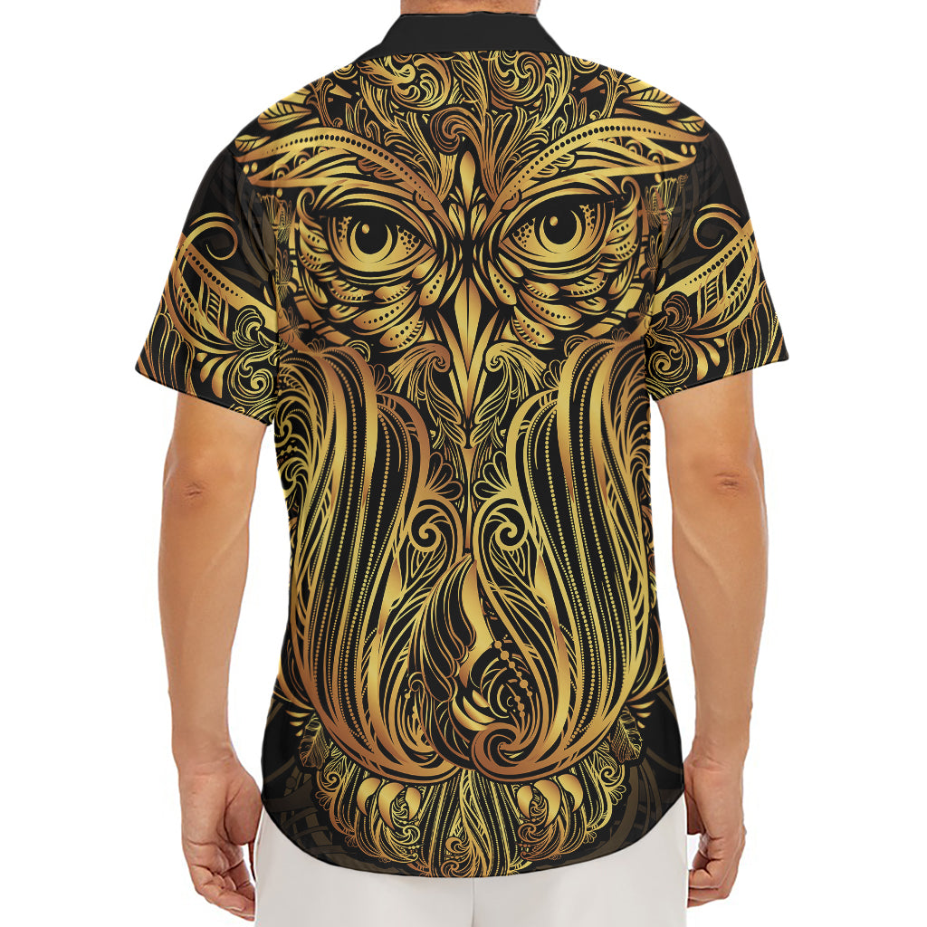 Gold Owl Spirit Print Men's Deep V-Neck Shirt