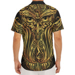 Gold Owl Spirit Print Men's Deep V-Neck Shirt