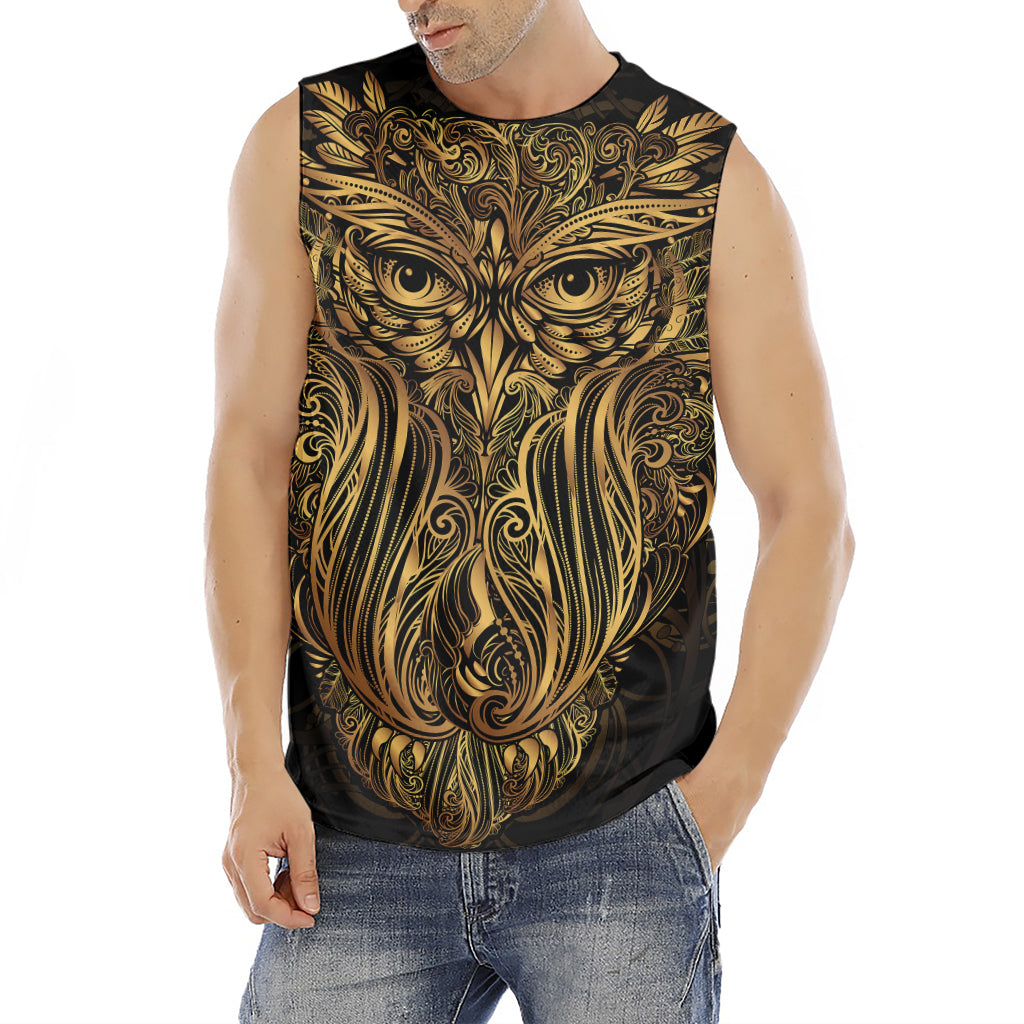 Gold Owl Spirit Print Men's Fitness Tank Top