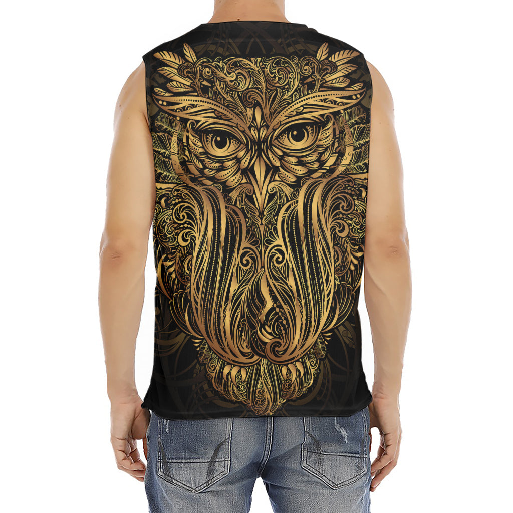 Gold Owl Spirit Print Men's Fitness Tank Top