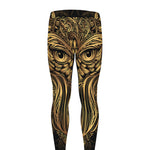 Gold Owl Spirit Print Men's leggings
