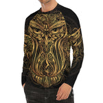 Gold Owl Spirit Print Men's Long Sleeve Rash Guard