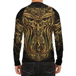 Gold Owl Spirit Print Men's Long Sleeve Rash Guard