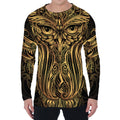 Gold Owl Spirit Print Men's Long Sleeve T-Shirt