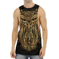 Gold Owl Spirit Print Men's Muscle Tank Top