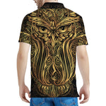 Gold Owl Spirit Print Men's Polo Shirt