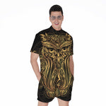 Gold Owl Spirit Print Men's Rompers