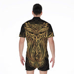 Gold Owl Spirit Print Men's Rompers