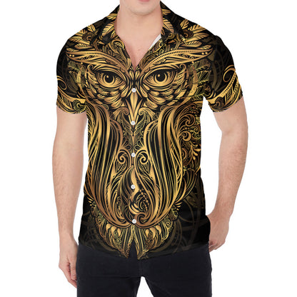 Gold Owl Spirit Print Men's Shirt