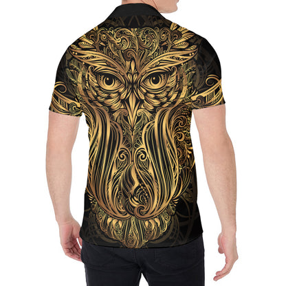 Gold Owl Spirit Print Men's Shirt
