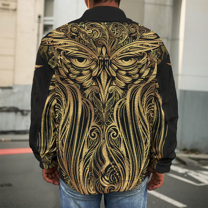 Gold Owl Spirit Print Men's Shirt Jacket
