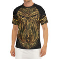 Gold Owl Spirit Print Men's Short Sleeve Rash Guard