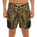 Gold Owl Spirit Print Men's Split Running Shorts