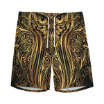 Gold Owl Spirit Print Men's Sports Shorts