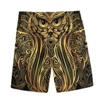 Gold Owl Spirit Print Men's Sports Shorts