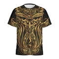 Gold Owl Spirit Print Men's Athletic T-Shirt