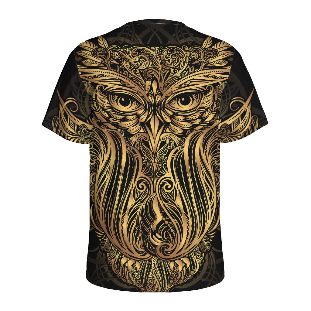 Gold Owl Spirit Print Men's Sports T-Shirt