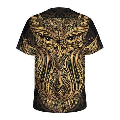 Gold Owl Spirit Print Men's Sports T-Shirt